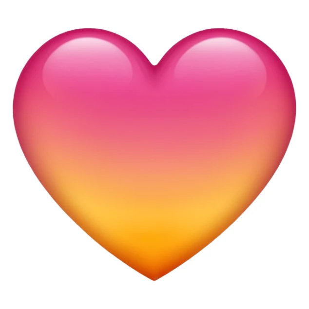 Yellow to orange to dark pink gradient heart sticker