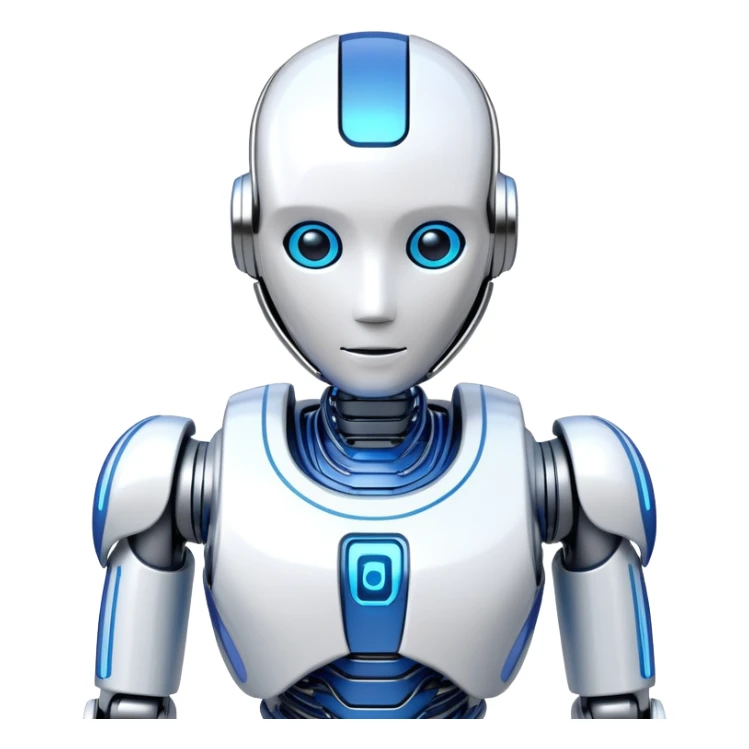 Sleek humanoid robot with chrome body and glowing blue circuitry lines sticker
