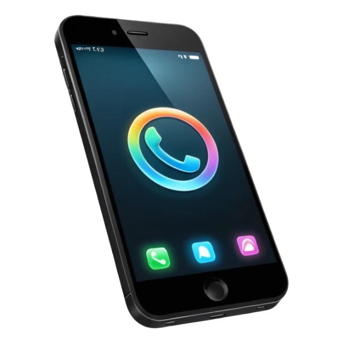 modern phone with holographic interface sticker