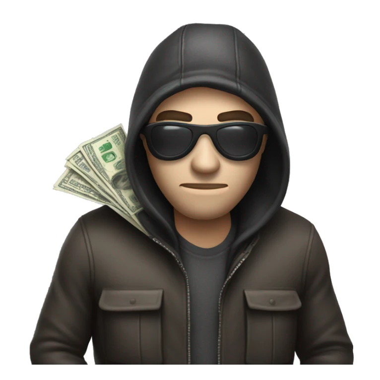 Robber with bag of money in his hands sticker