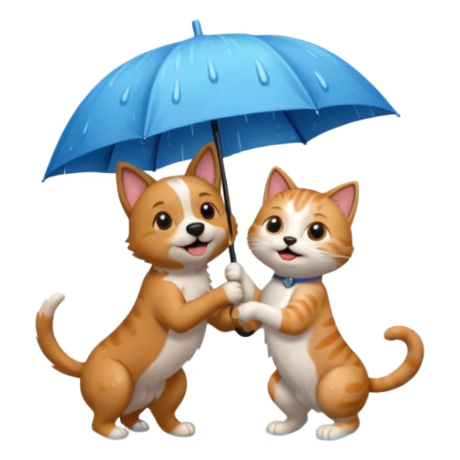 dog and cat playing in the rain sticker
