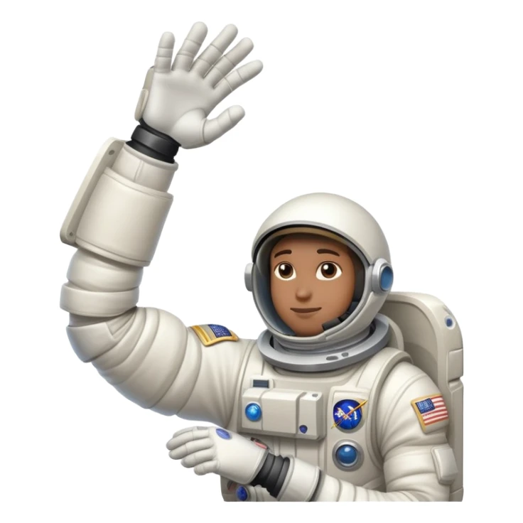 flexed biceps arm with white sleeve and astronaut gloves sticker