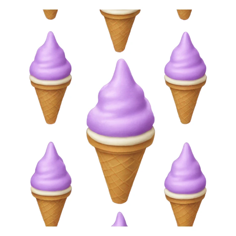 a ice cream in a cone thats purple with cat ears and has a smiley face sticker