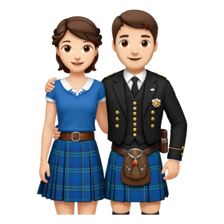 scottish man in kilt with brunette wife sticker