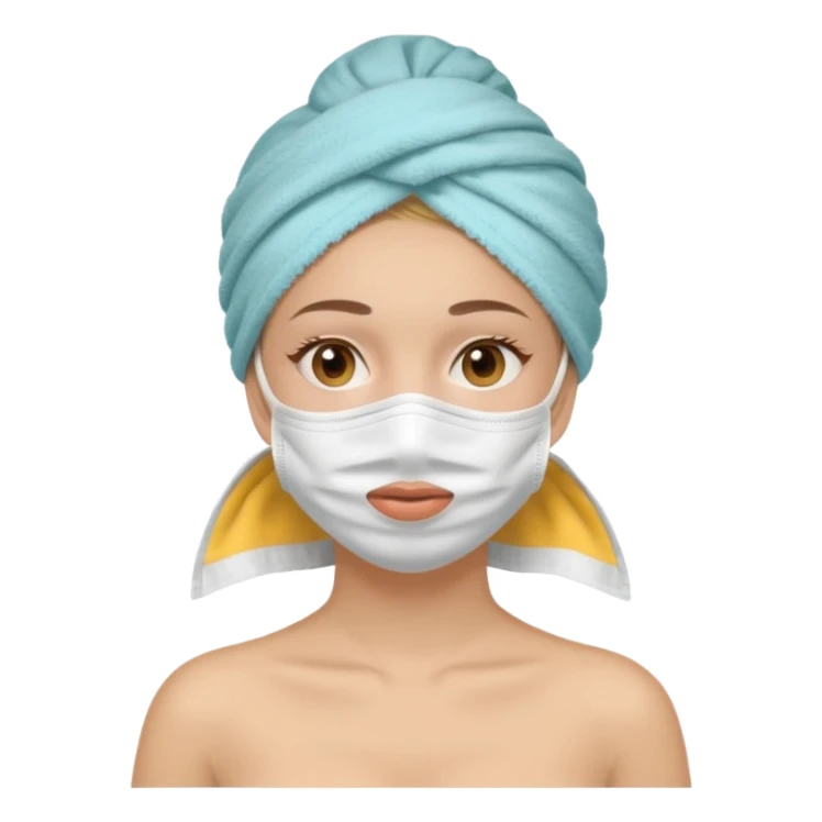 Chica con toalla en la cabeza y mascarilla  sticker