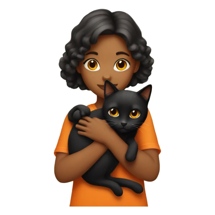 Girl holding black and orange colored cat sticker