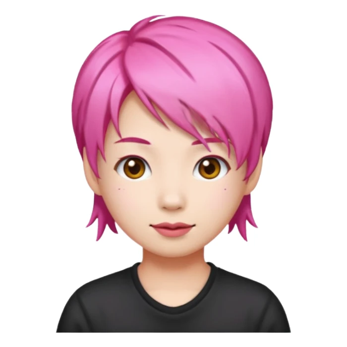 asian emoji face withpink hair  sticker