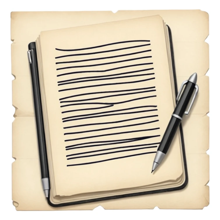 a paper manuscript that is a screenplay with a ballpoint pen sticker