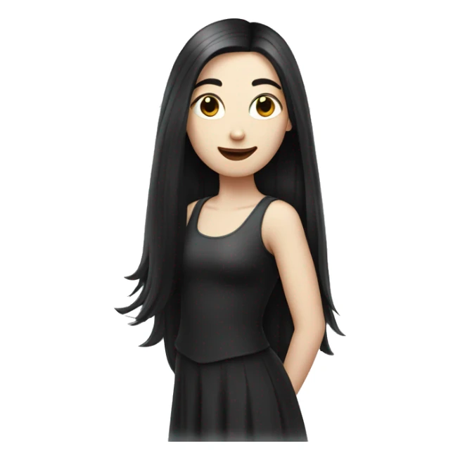 Pale girl with long black hair celebrating  sticker