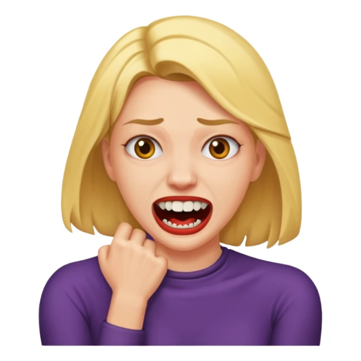 a woman strangling herself with clenched teeth sticker