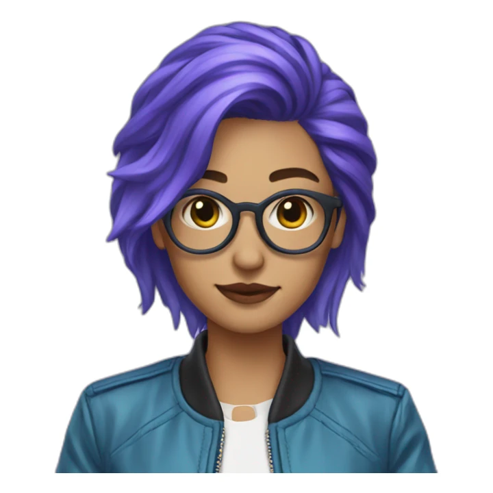 Blue purple hair jacket cool girl sticker