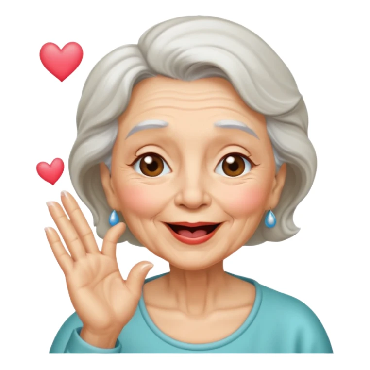old woman blowing up a kiss  sticker