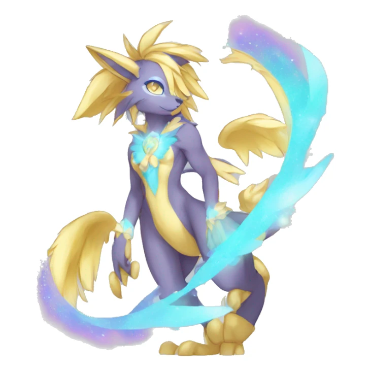 Anthro Sona Colorful Godly Celestial Shiny Fakemon Full Body sticker