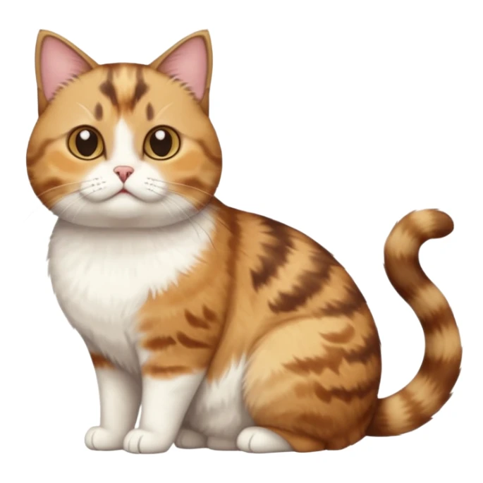 full body torbie and white cat with small head and short but chubby body sticker