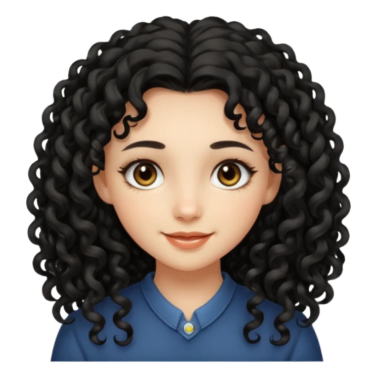 girl with long black curly hair and beautiful hazel eyes sticker