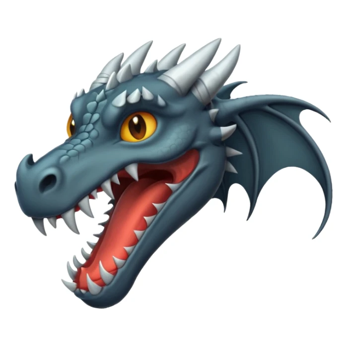 iOS style emoji, minimal dragon fang, dark fantasy object sticker