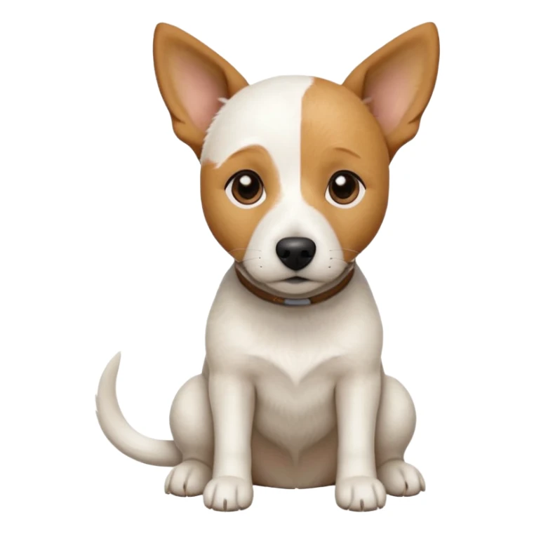 a full body facing front on of a buff white beagle cross jack russell terrier looking dog the size of a kelpie with light brown long ears resting on its face and a light brown patch above one eye and a large snout. the rest of the dog is completely white.  sticker