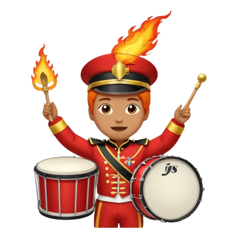 A loud fan with a marching drum, beating it with fiery enthusiasm. sticker