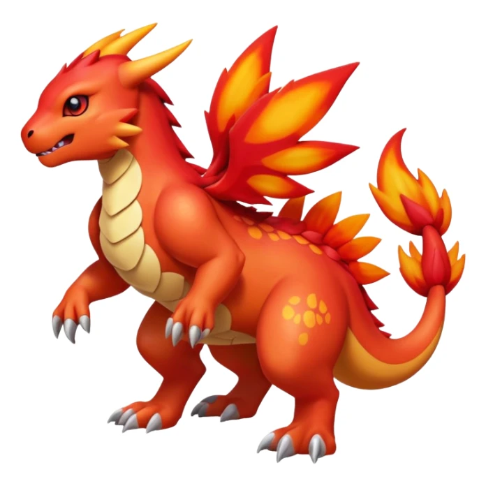 Cute Shiny Guilmon-Quilava-Fakémon-hybrid-creature (full body)  sticker