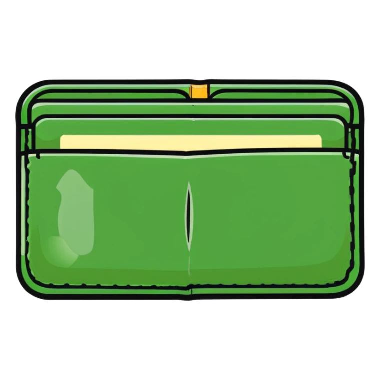 sleek black leather wallet open with exactly one dollar bill visible inside sticker