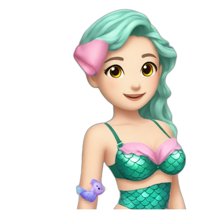 young mermaid sweet cute adorable training bra bow-on-bra sticker