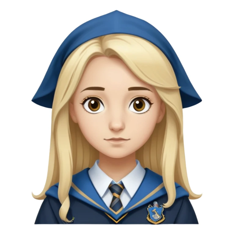 Gemma Padley is Penelope Clearwater in harry potter, wear hogwarts Ravenclaw uniform, blonde hair, brown eyes sticker