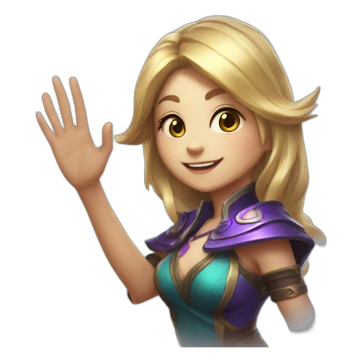 lulu from game league of legends who waves her hand hello sticker