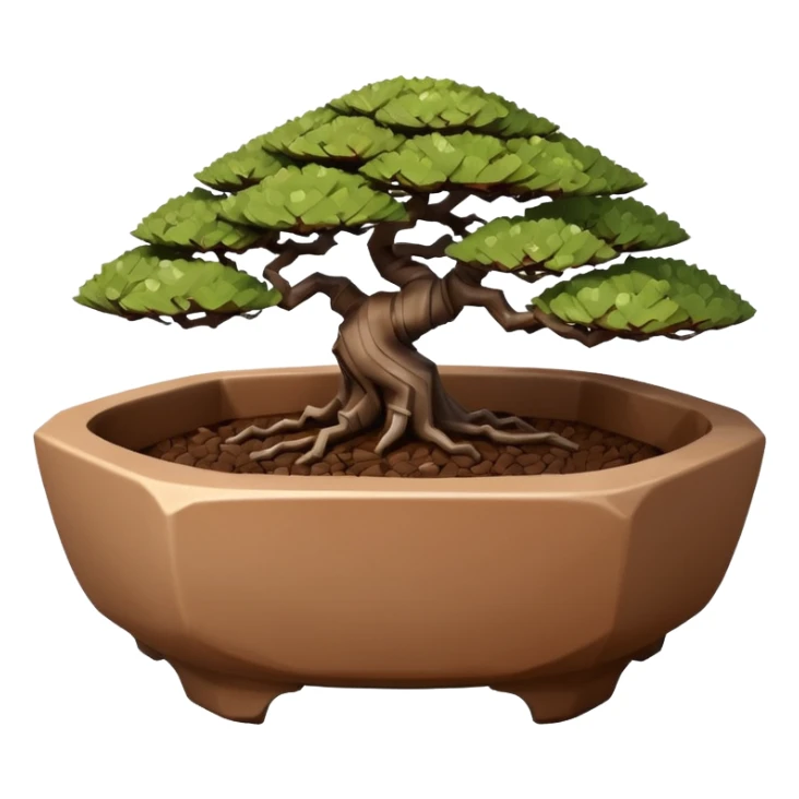 Empty bonsai pot with angular faceted asymmetrical original shaped body  sticker