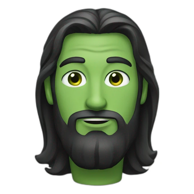 a man with long dark hair in a suit, green eyes sticker