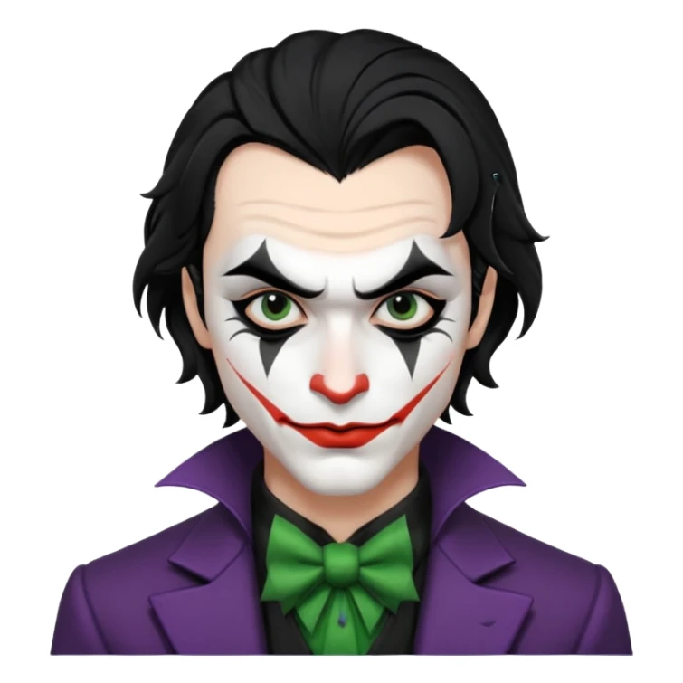 man with black hair black and white joker makeup black clothes sticker