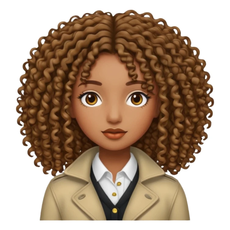 Brown skin girl with curly roots and straight ends sticker
