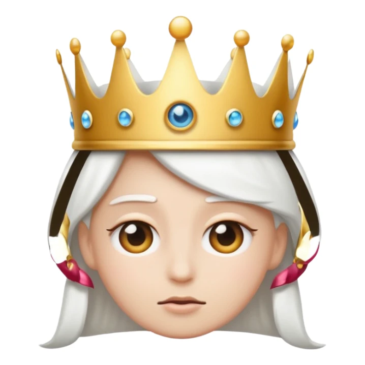 An eye roll emoji wearing a white crown sticker