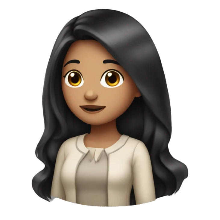 girl with a long black hair and rosy cheeks  sticker