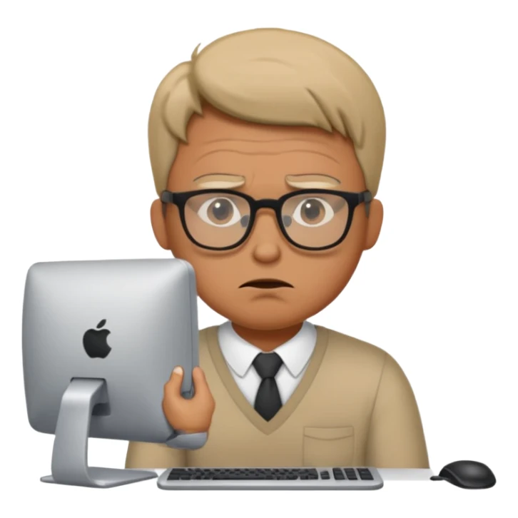 a man in front of a computer annoyed  sticker