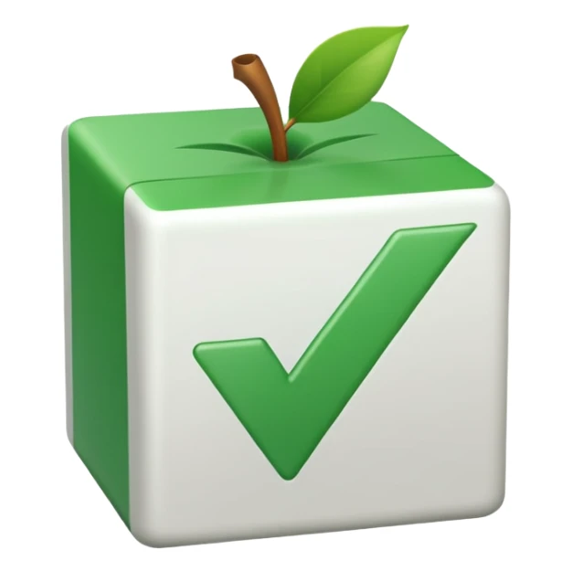 white heavy check mark emoji, green check mark inside a white box with rounded corners, classic Apple/Google emoji style sticker
