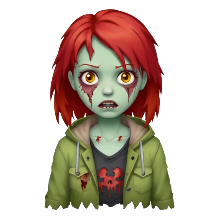 girl zombie red hair sticker