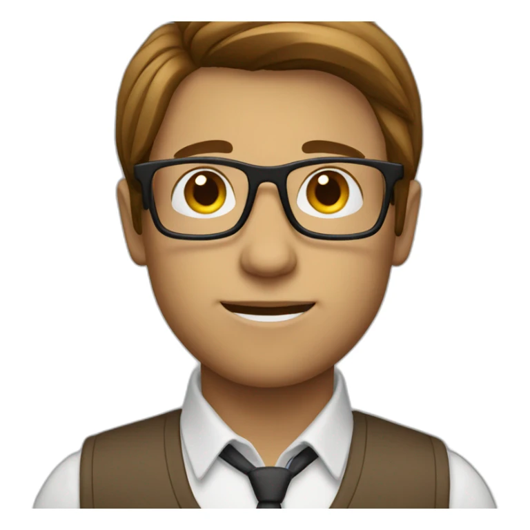 Nerd with long brown straight hair and glasses  sticker