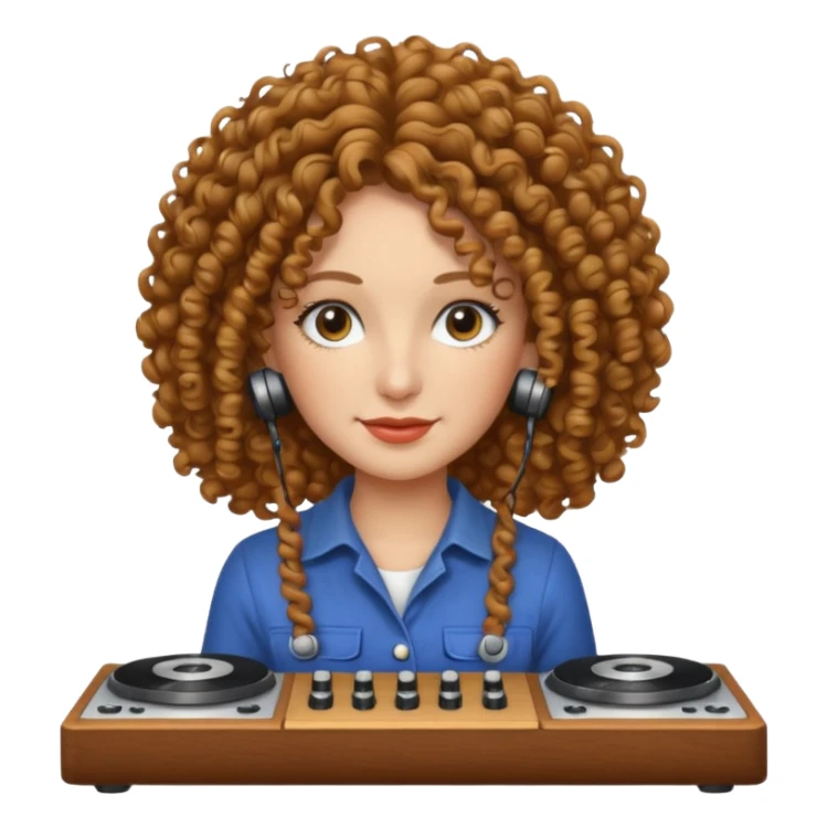 pioneer-woman with curly hair dj-mixer sticker