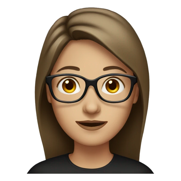 Woman with brown hair and blue eyes wearing black glasses sticker