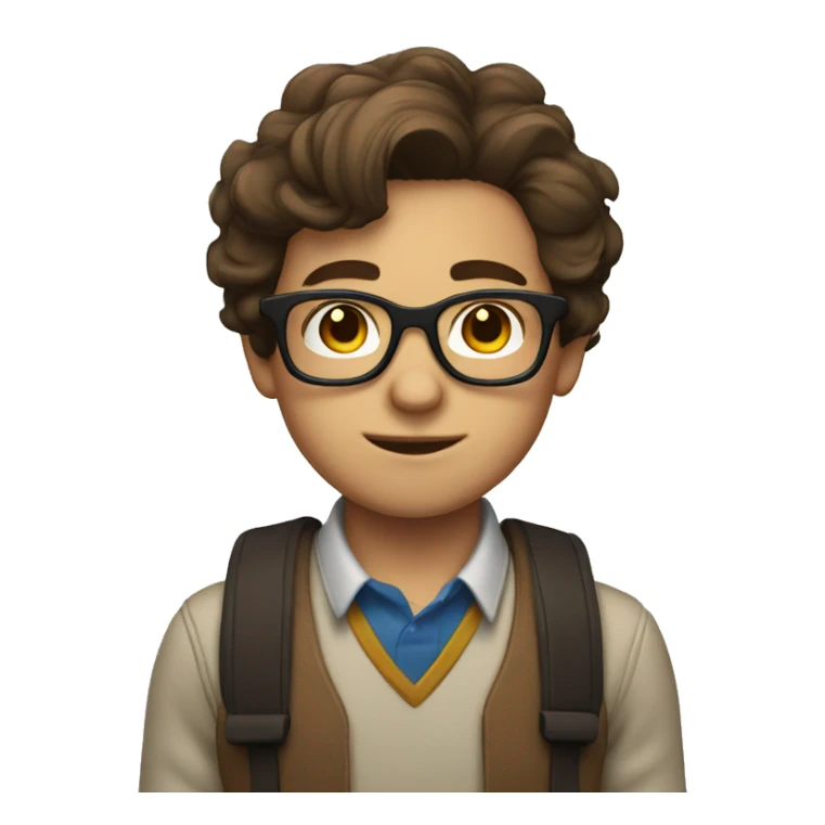 nerd boy with glasses, brown hair sticker