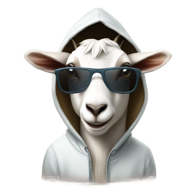 goat with hoodie and sunglasses sticker