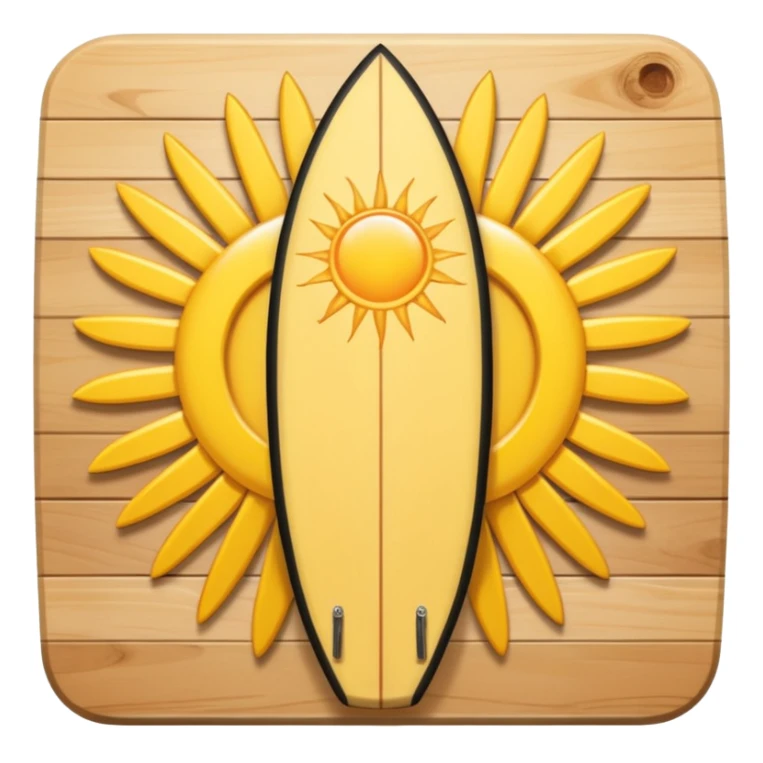 Surfboard with sun logo in the contre sticker