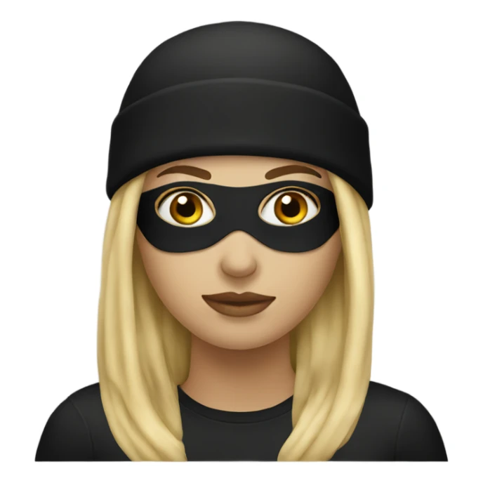 Blonde woman wearing a black ski mask  sticker