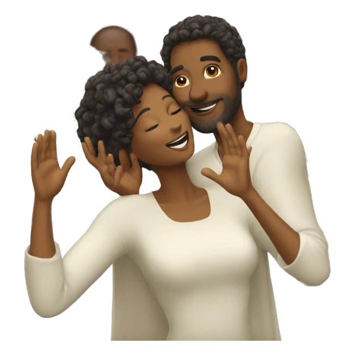 Woman praising man  sticker