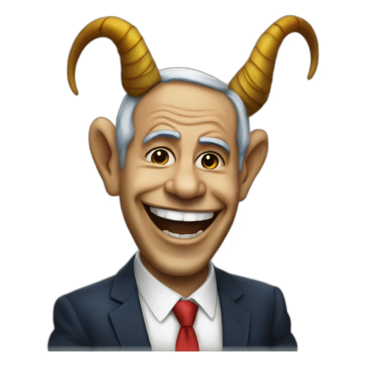 Bibi Netanyahu with horns and clown makeup sticker