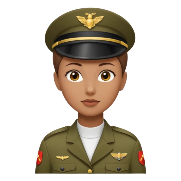 female soldier brown hair style sticker