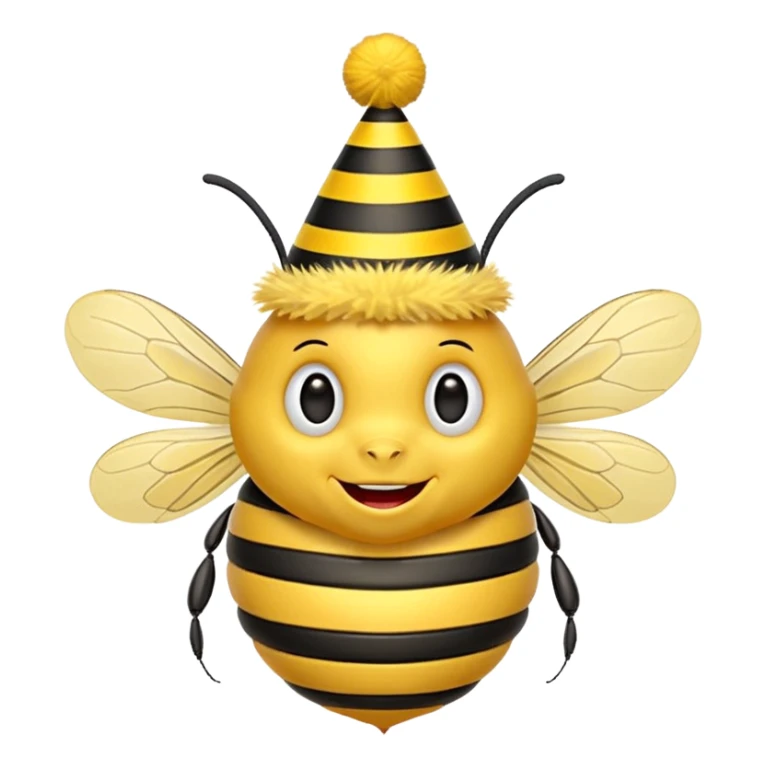 Bees with red Birthday Hat, Happy bee with striped party hat sticker