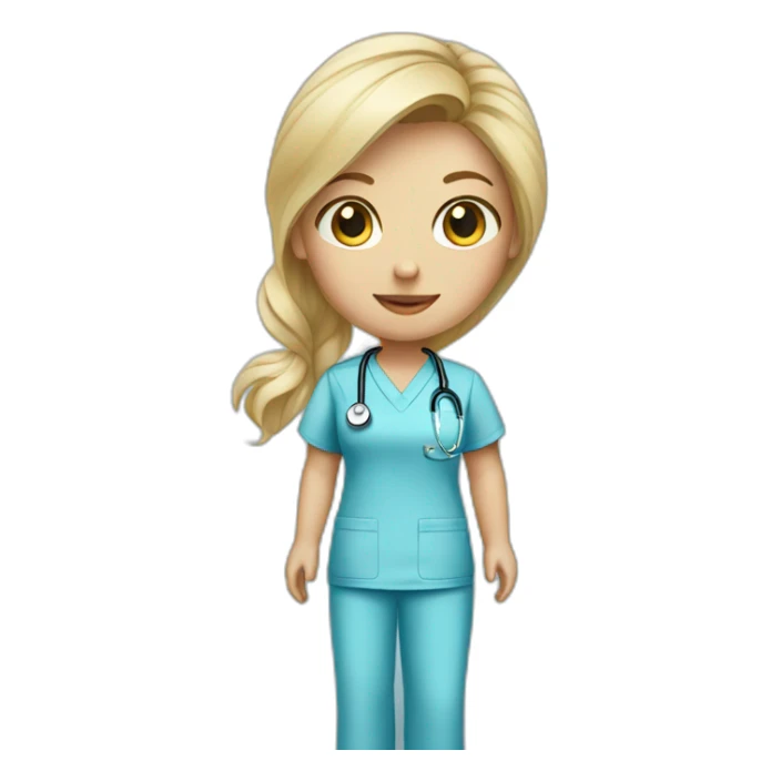 female blond doctor in baby blue scrubs sticker