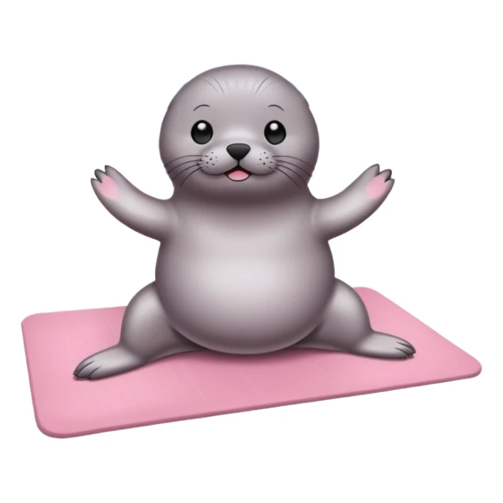 Seal on a light pink yoga mat on the beach sticker