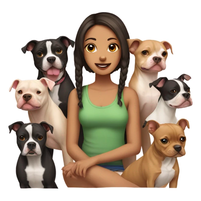 a girl with 4 pitbull and two chihuahua  sticker